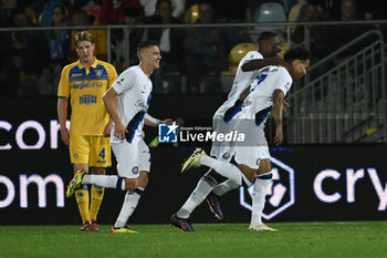 2024-05-10 - Tajon Buchanan of F.C. Inter celebrates after scoring the gol of 0-3 during the 36th day of the Serie A Championship between Frosinone Calcio vs F.C. Inter, 10 May 2024 at the Benito Stirpe Stadium, Frosinone, Italy. - FROSINONE CALCIO VS INTER - FC INTERNAZIONALE - ITALIAN SERIE A - SOCCER