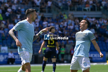 2024-05-12 - Lazio's Matias Vecino Lazio's Pedro celebrates after scoring the goal 2-0 during the Italian Football Championship League A 2023/2024 match between SS Lazio vs Empoli FC at the Olimpic Stadium in Rome on 12  May 2024. - SS LAZIO VS EMPOLI FC - ITALIAN SERIE A - SOCCER