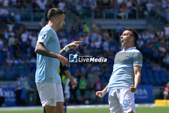 2024-05-12 - Lazio's Matias Vecino Lazio's Pedro celebrates after scoring the goal 2-0 during the Italian Football Championship League A 2023/2024 match between SS Lazio vs Empoli FC at the Olimpic Stadium in Rome on 12  May 2024. - SS LAZIO VS EMPOLI FC - ITALIAN SERIE A - SOCCER