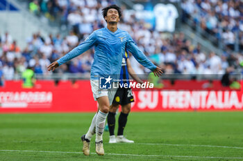 2024-05-19 - Daichi Kamada of SS Lazio celebrates after scoring a goal during Serie A 2023/24 football match between FC Internazionale and SS Lazio at Giuseppe Meazza Stadium, Milan, Italy on May 19, 2024 - INTER - FC INTERNAZIONALE VS SS LAZIO - ITALIAN SERIE A - SOCCER