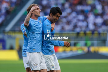 2024-05-19 - Daichi Kamada of SS Lazio celebrates after scoring a goal with Nicolo Rovella of SS Lazio during Serie A 2023/24 football match between FC Internazionale and SS Lazio at Giuseppe Meazza Stadium, Milan, Italy on May 19, 2024 - INTER - FC INTERNAZIONALE VS SS LAZIO - ITALIAN SERIE A - SOCCER