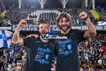 2024-05-26 - Empoli FC's forward Francesco Caputo and Empoli FC's defender Sebastiano Luperto celebrate the victory - EMPOLI FC VS AS ROMA - ITALIAN SERIE A - SOCCER