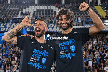 2024-05-26 - Empoli FC's forward Francesco Caputo and Empoli FC's defender Sebastiano Luperto celebrate the victory - EMPOLI FC VS AS ROMA - ITALIAN SERIE A - SOCCER