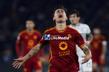 2024-01-07 - Paulo Dybala of Roma reacts during the Italian championship Serie A football match between AS Roma and Atalanta BC on January 7, 2024 at Stadio Olimpico in Rome, Italy - FOOTBALL - ITALIAN CHAMP - ROMA V ATALANTA - ITALIAN SERIE A - SOCCER