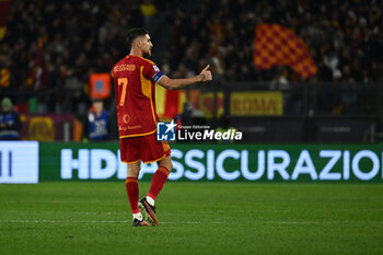 2024-01-20 - Lorenzo Pellegrini of A.S. Roma celebrates after scoring 2-0 during the 21th day of the Serie A Championship between A.S. Roma vs Hellas Verona F.C., 20 January, 2024 at the Olympic Stadium in Rome, Italy. - AS ROMA VS HELLAS VERONA FC - ITALIAN SERIE A - SOCCER