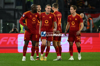 2024-01-20 - Lorenzo Pellegrini of A.S. Roma celebrates after scoring 2-0 during the 21th day of the Serie A Championship between A.S. Roma vs Hellas Verona F.C., 20 January, 2024 at the Olympic Stadium in Rome, Italy. - AS ROMA VS HELLAS VERONA FC - ITALIAN SERIE A - SOCCER