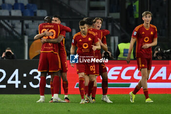 2024-01-20 - Lorenzo Pellegrini of A.S. Roma celebrates after scoring 2-0 during the 21th day of the Serie A Championship between A.S. Roma vs Hellas Verona F.C., 20 January, 2024 at the Olympic Stadium in Rome, Italy. - AS ROMA VS HELLAS VERONA FC - ITALIAN SERIE A - SOCCER