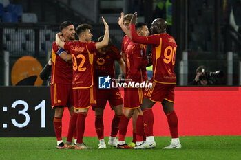 2024-01-20 - Lorenzo Pellegrini of A.S. Roma celebrates after scoring 2-0 during the 21th day of the Serie A Championship between A.S. Roma vs Hellas Verona F.C., 20 January, 2024 at the Olympic Stadium in Rome, Italy. - AS ROMA VS HELLAS VERONA FC - ITALIAN SERIE A - SOCCER