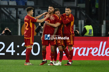 2024-01-20 - Lorenzo Pellegrini of A.S. Roma celebrates after scoring 2-0 during the 21th day of the Serie A Championship between A.S. Roma vs Hellas Verona F.C., 20 January, 2024 at the Olympic Stadium in Rome, Italy. - AS ROMA VS HELLAS VERONA FC - ITALIAN SERIE A - SOCCER