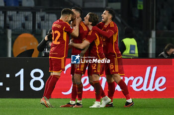 2024-01-20 - Lorenzo Pellegrini of A.S. Roma celebrates after scoring 2-0 during the 21th day of the Serie A Championship between A.S. Roma vs Hellas Verona F.C., 20 January, 2024 at the Olympic Stadium in Rome, Italy. - AS ROMA VS HELLAS VERONA FC - ITALIAN SERIE A - SOCCER