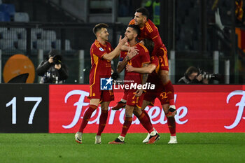 2024-01-20 - Lorenzo Pellegrini of A.S. Roma celebrates after scoring 2-0 during the 21th day of the Serie A Championship between A.S. Roma vs Hellas Verona F.C., 20 January, 2024 at the Olympic Stadium in Rome, Italy. - AS ROMA VS HELLAS VERONA FC - ITALIAN SERIE A - SOCCER