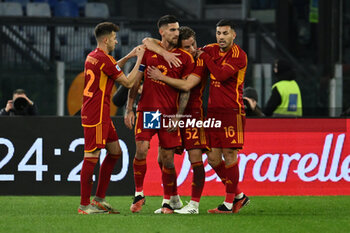 2024-01-20 - Lorenzo Pellegrini of A.S. Roma celebrates after scoring 2-0 during the 21th day of the Serie A Championship between A.S. Roma vs Hellas Verona F.C., 20 January, 2024 at the Olympic Stadium in Rome, Italy. - AS ROMA VS HELLAS VERONA FC - ITALIAN SERIE A - SOCCER