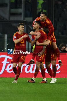 2024-01-20 - Lorenzo Pellegrini of A.S. Roma celebrates after scoring 2-0 during the 21th day of the Serie A Championship between A.S. Roma vs Hellas Verona F.C., 20 January, 2024 at the Olympic Stadium in Rome, Italy. - AS ROMA VS HELLAS VERONA FC - ITALIAN SERIE A - SOCCER