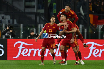 2024-01-20 - Lorenzo Pellegrini of A.S. Roma celebrates after scoring 2-0 during the 21th day of the Serie A Championship between A.S. Roma vs Hellas Verona F.C., 20 January, 2024 at the Olympic Stadium in Rome, Italy. - AS ROMA VS HELLAS VERONA FC - ITALIAN SERIE A - SOCCER