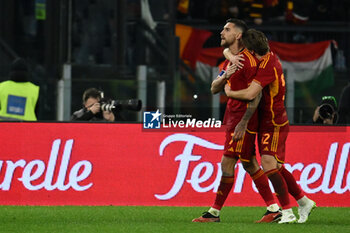 2024-01-20 - Lorenzo Pellegrini of A.S. Roma celebrates after scoring 2-0 during the 21th day of the Serie A Championship between A.S. Roma vs Hellas Verona F.C., 20 January, 2024 at the Olympic Stadium in Rome, Italy. - AS ROMA VS HELLAS VERONA FC - ITALIAN SERIE A - SOCCER