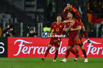 2024-01-20 - Lorenzo Pellegrini of A.S. Roma celebrates after scoring 2-0 during the 21th day of the Serie A Championship between A.S. Roma vs Hellas Verona F.C., 20 January, 2024 at the Olympic Stadium in Rome, Italy. - AS ROMA VS HELLAS VERONA FC - ITALIAN SERIE A - SOCCER