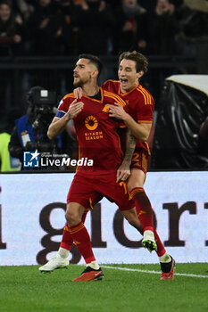 2024-01-20 - Lorenzo Pellegrini of A.S. Roma celebrates after scoring 2-0 during the 21th day of the Serie A Championship between A.S. Roma vs Hellas Verona F.C., 20 January, 2024 at the Olympic Stadium in Rome, Italy. - AS ROMA VS HELLAS VERONA FC - ITALIAN SERIE A - SOCCER