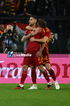 2024-01-20 - Lorenzo Pellegrini of A.S. Roma celebrates after scoring 2-0 during the 21th day of the Serie A Championship between A.S. Roma vs Hellas Verona F.C., 20 January, 2024 at the Olympic Stadium in Rome, Italy. - AS ROMA VS HELLAS VERONA FC - ITALIAN SERIE A - SOCCER