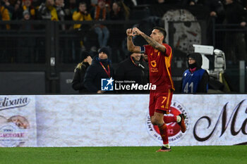 2024-01-20 - Lorenzo Pellegrini of A.S. Roma celebrates after scoring 2-0 during the 21th day of the Serie A Championship between A.S. Roma vs Hellas Verona F.C., 20 January, 2024 at the Olympic Stadium in Rome, Italy. - AS ROMA VS HELLAS VERONA FC - ITALIAN SERIE A - SOCCER