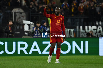 2024-01-20 - Romelu Lukaku of A.S. Roma celebrates after scoring 1-0 during the 21th day of the Serie A Championship between A.S. Roma vs Hellas Verona F.C., 20 January, 2024 at the Olympic Stadium in Rome, Italy. - AS ROMA VS HELLAS VERONA FC - ITALIAN SERIE A - SOCCER