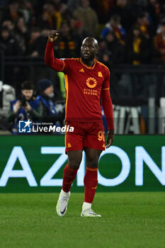 2024-01-20 - Romelu Lukaku of A.S. Roma celebrates after scoring 1-0 during the 21th day of the Serie A Championship between A.S. Roma vs Hellas Verona F.C., 20 January, 2024 at the Olympic Stadium in Rome, Italy. - AS ROMA VS HELLAS VERONA FC - ITALIAN SERIE A - SOCCER