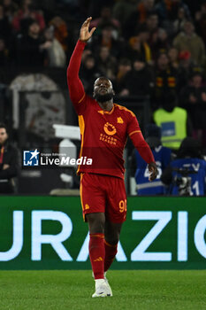 2024-01-20 - Romelu Lukaku of A.S. Roma celebrates after scoring 1-0 during the 21th day of the Serie A Championship between A.S. Roma vs Hellas Verona F.C., 20 January, 2024 at the Olympic Stadium in Rome, Italy. - AS ROMA VS HELLAS VERONA FC - ITALIAN SERIE A - SOCCER