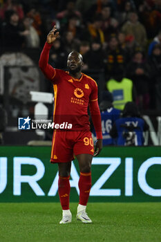 2024-01-20 - Romelu Lukaku of A.S. Roma celebrates after scoring 1-0 during the 21th day of the Serie A Championship between A.S. Roma vs Hellas Verona F.C., 20 January, 2024 at the Olympic Stadium in Rome, Italy. - AS ROMA VS HELLAS VERONA FC - ITALIAN SERIE A - SOCCER