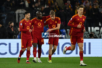 2024-01-20 - Romelu Lukaku of A.S. Roma celebrates after scoring 1-0 during the 21th day of the Serie A Championship between A.S. Roma vs Hellas Verona F.C., 20 January, 2024 at the Olympic Stadium in Rome, Italy. - AS ROMA VS HELLAS VERONA FC - ITALIAN SERIE A - SOCCER