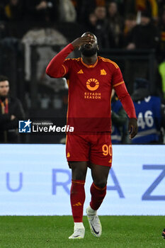 2024-01-20 - Romelu Lukaku of A.S. Roma celebrates after scoring 1-0 during the 21th day of the Serie A Championship between A.S. Roma vs Hellas Verona F.C., 20 January, 2024 at the Olympic Stadium in Rome, Italy. - AS ROMA VS HELLAS VERONA FC - ITALIAN SERIE A - SOCCER