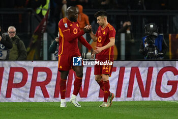 2024-01-20 - Romelu Lukaku of A.S. Roma celebrates after scoring 1-0 during the 21th day of the Serie A Championship between A.S. Roma vs Hellas Verona F.C., 20 January, 2024 at the Olympic Stadium in Rome, Italy. - AS ROMA VS HELLAS VERONA FC - ITALIAN SERIE A - SOCCER