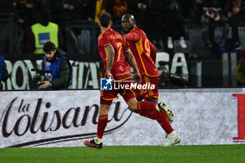 2024-01-20 - Romelu Lukaku of A.S. Roma celebrates after scoring 1-0 during the 21th day of the Serie A Championship between A.S. Roma vs Hellas Verona F.C., 20 January, 2024 at the Olympic Stadium in Rome, Italy. - AS ROMA VS HELLAS VERONA FC - ITALIAN SERIE A - SOCCER