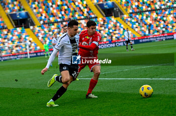 2024-02-03 - Udinese's Florian Thauvin and Monza’s Lorenzo Colombo in action - UDINESE CALCIO VS AC MONZA - ITALIAN SERIE A - SOCCER