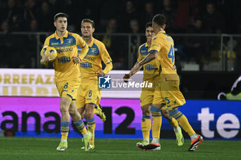2024-02-03 - Matias Soule' of Frosinone Calcio celebrates after scoring 1-1 during the 23th day of the Serie A Championship between Frosinone Calcio vs A.C. Milan, 3 February 2024 at the Benito Stirpe Stadium, Frosinone, Italy. - FROSINONE CALCIO VS AC MILAN - ITALIAN SERIE A - SOCCER