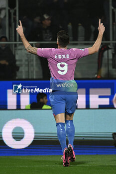 2024-02-03 - Olivier Giroud of A.C. Milan celebrates after scoring 0-1 during the 23th day of the Serie A Championship between Frosinone Calcio vs A.C. Milan, 3 February 2024 at the Benito Stirpe Stadium, Frosinone, Italy. - FROSINONE CALCIO VS AC MILAN - ITALIAN SERIE A - SOCCER