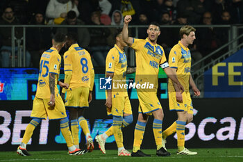 2024-02-03 - Luca Mazzitelli of Frosinone Calcio celebrates after scoring 2-1 during the 23th day of the Serie A Championship between Frosinone Calcio vs A.C. Milan, 3 February 2024 at the Benito Stirpe Stadium, Frosinone, Italy. - FROSINONE CALCIO VS AC MILAN - ITALIAN SERIE A - SOCCER