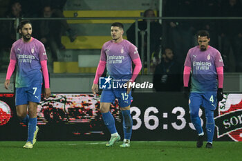 2024-02-03 - Luka Jovic of A.C. Milan celebrates after scoring 2-3 during the 23th day of the Serie A Championship between Frosinone Calcio vs A.C. Milan, 3 February 2024 at the Benito Stirpe Stadium, Frosinone, Italy. - FROSINONE CALCIO VS AC MILAN - ITALIAN SERIE A - SOCCER