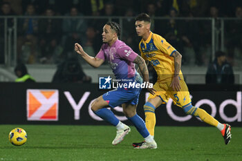 2024-02-03 - Noah Okafor of A.C. Milan and Enzo Barrenechea of Frosinone Calcio during the 23th day of the Serie A Championship between Frosinone Calcio vs A.C. Milan, 3 February 2024 at the Benito Stirpe Stadium, Frosinone, Italy. - FROSINONE CALCIO VS AC MILAN - ITALIAN SERIE A - SOCCER