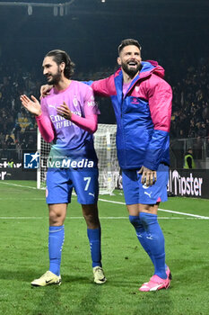 2024-02-03 - Yacine Adli and Olivier Giroud of A.C. Milan during the 23th day of the Serie A Championship between Frosinone Calcio vs A.C. Milan, 3 February 2024 at the Benito Stirpe Stadium, Frosinone, Italy. - FROSINONE CALCIO VS AC MILAN - ITALIAN SERIE A - SOCCER
