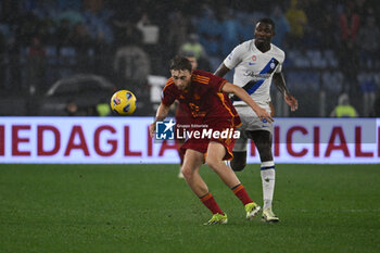 2024-02-10 - Marko Arnautovic of F.C. Inter and Dean Huijsen of A.S. Roma during the 24th day of the Serie A Championship between A.S. Roma vs F.C. Inter, 10 February, 2024 at the Olympic Stadium in Rome, Italy. - AS ROMA VS INTER - FC INTERNAZIONALE - ITALIAN SERIE A - SOCCER