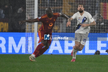 2024-02-10 - Romelu Lukaku of A.S. Roma and Francesco Acerbi of F.C. Inter during the 24th day of the Serie A Championship between A.S. Roma vs F.C. Inter, 10 February, 2024 at the Olympic Stadium in Rome, Italy. - AS ROMA VS INTER - FC INTERNAZIONALE - ITALIAN SERIE A - SOCCER