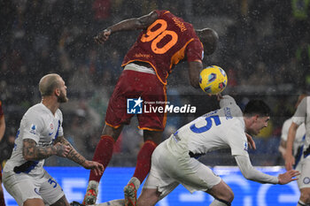 2024-02-10 - Romelu Lukaku of A.S. Roma and Alessandro Bastoni of F.C. Inter during the 24th day of the Serie A Championship between A.S. Roma vs F.C. Inter, 10 February, 2024 at the Olympic Stadium in Rome, Italy. - AS ROMA VS INTER - FC INTERNAZIONALE - ITALIAN SERIE A - SOCCER