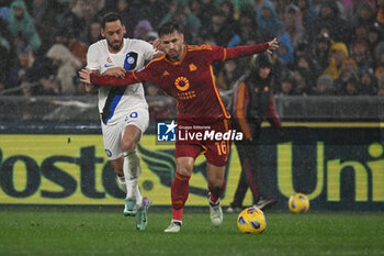 2024-02-10 - Hakan Calhanoglu of F.C. Inter and Leandro Paredes of A.S. Roma during the 24th day of the Serie A Championship between A.S. Roma vs F.C. Inter, 10 February, 2024 at the Olympic Stadium in Rome, Italy. - AS ROMA VS INTER - FC INTERNAZIONALE - ITALIAN SERIE A - SOCCER