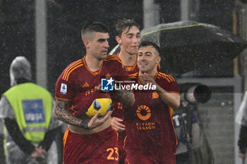 2024-02-10 - Gianluca Mancini of A.S. Roma celebrates after scoring 1-1 during the 24th day of the Serie A Championship between A.S. Roma vs F.C. Inter, 10 February, 2024 at the Olympic Stadium in Rome, Italy. - AS ROMA VS INTER - FC INTERNAZIONALE - ITALIAN SERIE A - SOCCER