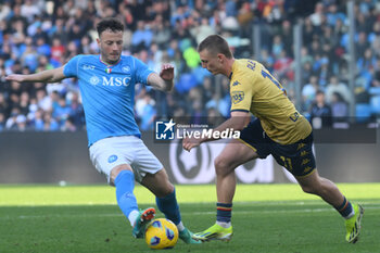2024-02-17 - Amir Rrahmano of SSC Napoli competes for the ball with Mattia Bani of Genoa CFC during Serie A Match between SSC Napoli vs Genoa CFC at Diego Armando Maradona Stadium - SSC NAPOLI VS GENOA CFC - ITALIAN SERIE A - SOCCER