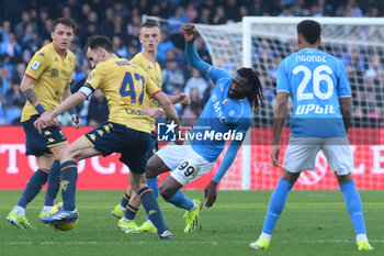 2024-02-17 - Milan Badelj of Genoa CFC competes for the ball with Zambo Anguissa of SSC Napoli during Serie A Match between SSC Napoli vs Genoa CFC at Diego Armando Maradona Stadium - SSC NAPOLI VS GENOA CFC - ITALIAN SERIE A - SOCCER