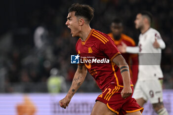 2024-02-26 - Paulo Dybala of A.S. Roma celebrates after scoring the gol of 2-1 during the 26th day of the Serie A Championship between A.S. Roma vs Torino F.C., 26 February, 2024 at the Olympic Stadium in Rome, Italy. - AS ROMA VS TORINO FC - ITALIAN SERIE A - SOCCER