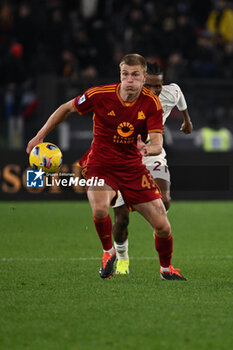 2024-02-26 - Rasmus Kristensen of A.S. Roma and David Okereke of Torino F.C. during the 26th day of the Serie A Championship between A.S. Roma vs Torino F.C., 26 February, 2024 at the Olympic Stadium in Rome, Italy. - AS ROMA VS TORINO FC - ITALIAN SERIE A - SOCCER