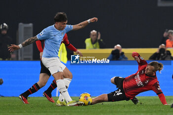 2024-03-01 - Luca Pellegrini of S.S. Lazio and Simon Kjaer of A.C. Milan during the 27th day of the Serie A Championship between S.S. Lazio vs A.C. Milan, 1 March 2024 at the Olympic Stadium in Rome. - SS LAZIO VS AC MILAN - ITALIAN SERIE A - SOCCER