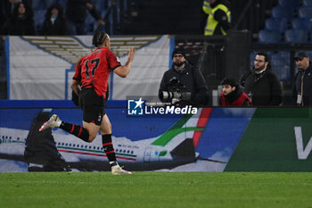2024-03-01 - Noah Okafor of A.C. Milan celebrates after scoring the gol of 0-1 during the 27th day of the Serie A Championship between S.S. Lazio vs A.C. Milan, 1 March 2024 at the Olympic Stadium in Rome. - SS LAZIO VS AC MILAN - ITALIAN SERIE A - SOCCER