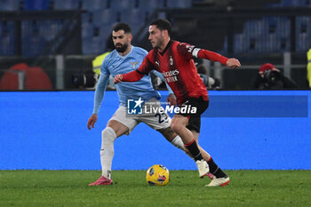 2024-03-01 - Elseid Hysaj of S.S. Lazio and Davide Calabria of A.C. Milan during the 27th day of the Serie A Championship between S.S. Lazio vs A.C. Milan, 1 March 2024 at the Olympic Stadium in Rome. - SS LAZIO VS AC MILAN - ITALIAN SERIE A - SOCCER